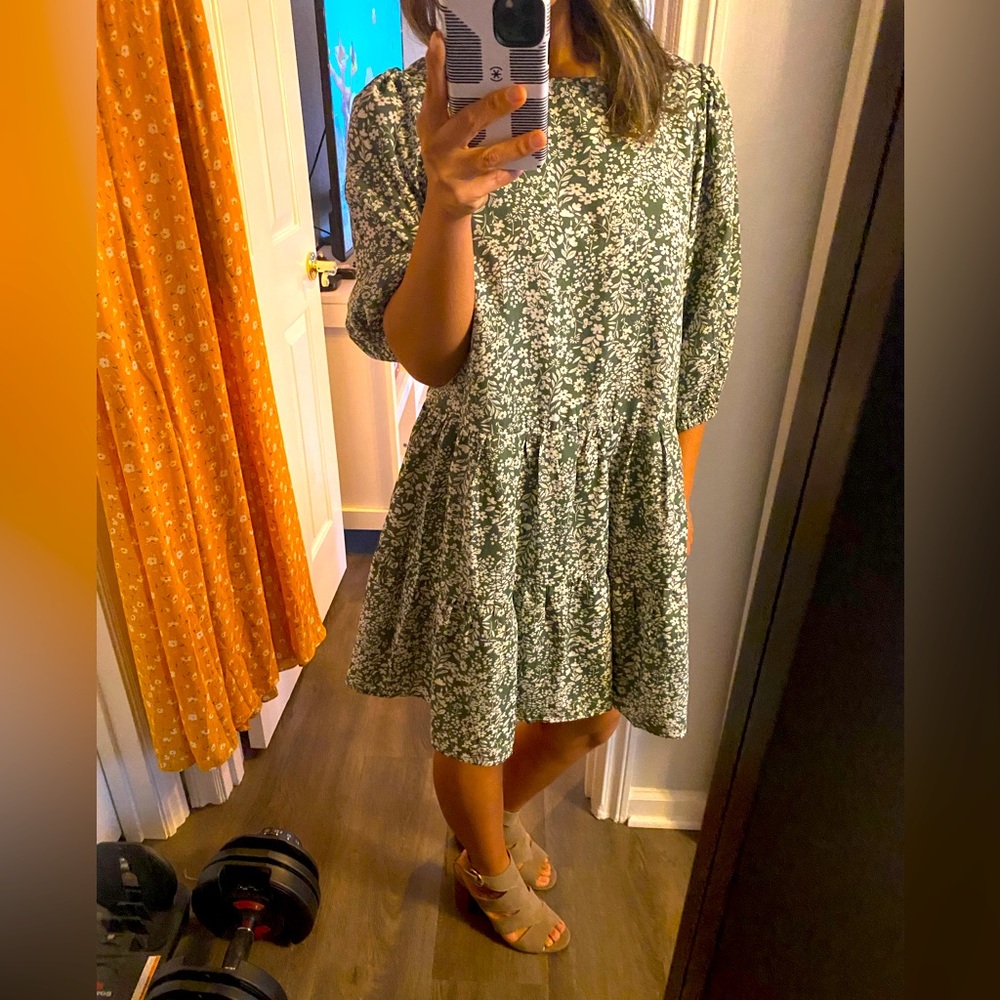 Green Baby Doll Dress Slips Over Your Head. Gem